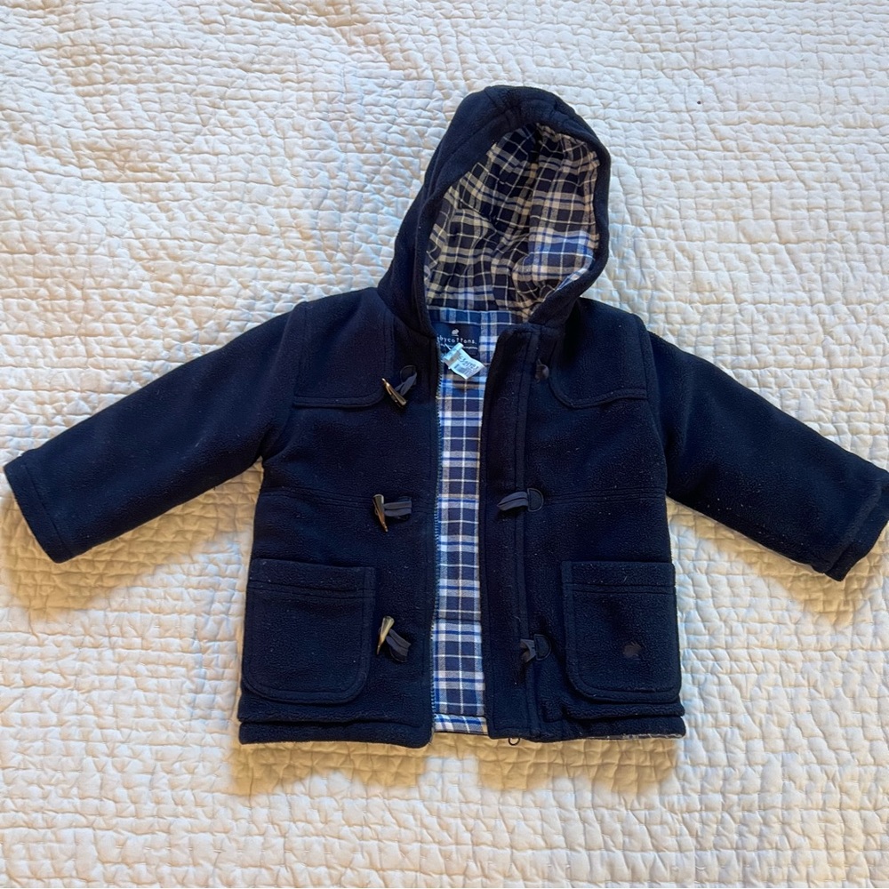 Babycottons Classic Navy Toggle Hooded Toddler Coat